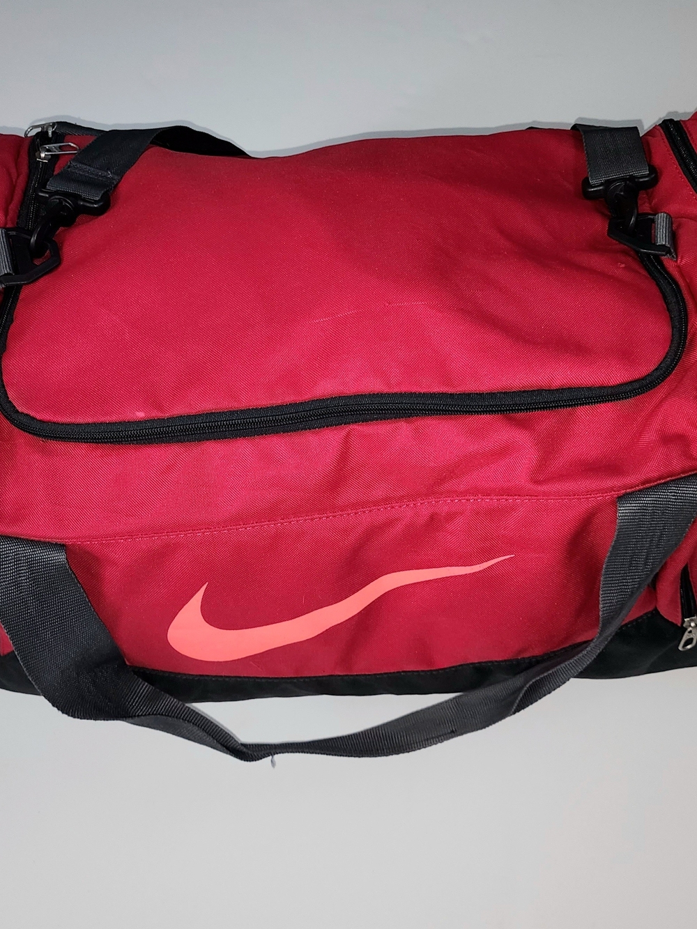 Nike Red Duffel Bag with Black Accents